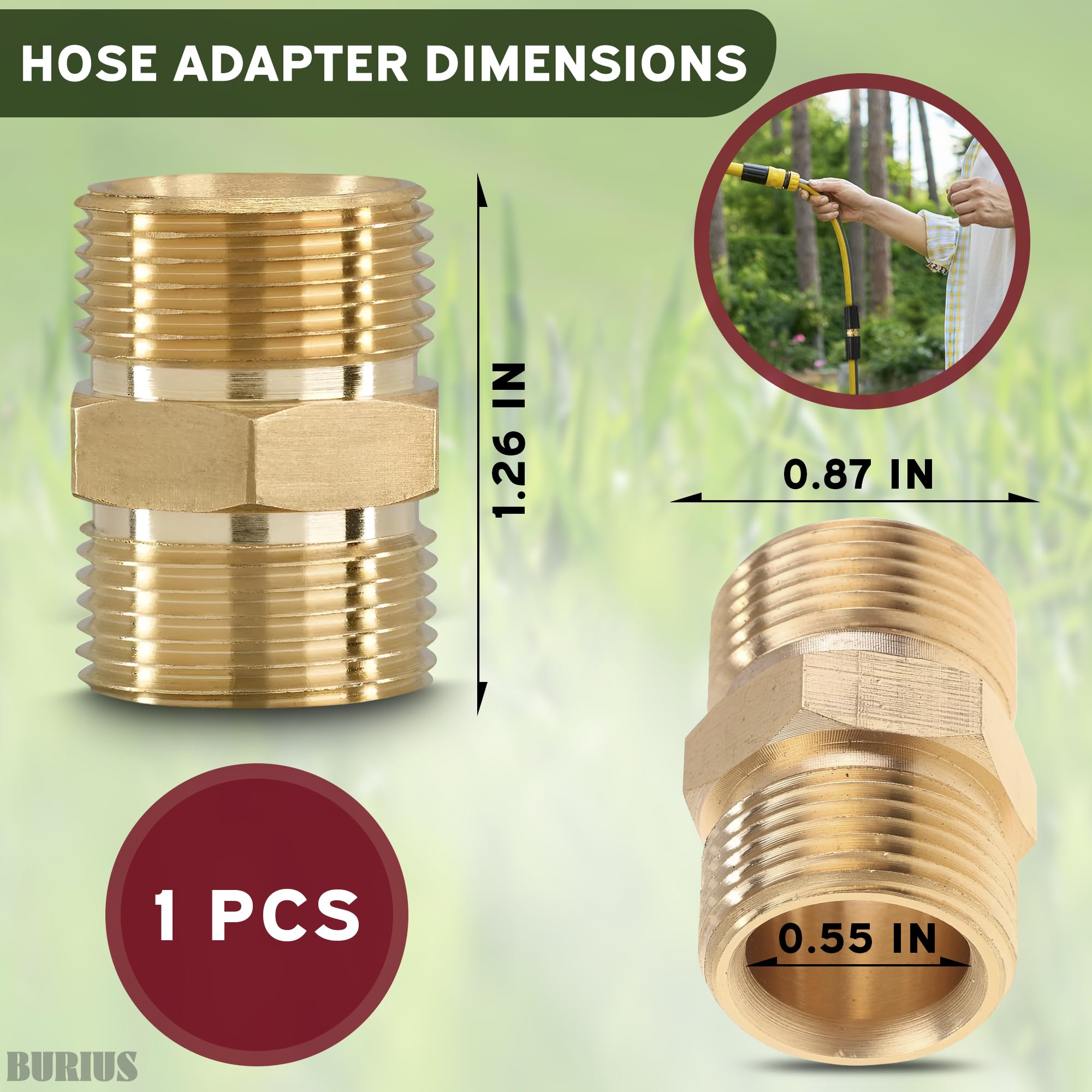 BURIUS brass quick-connect design demonstrated for easy secure installation during home maintenance.
