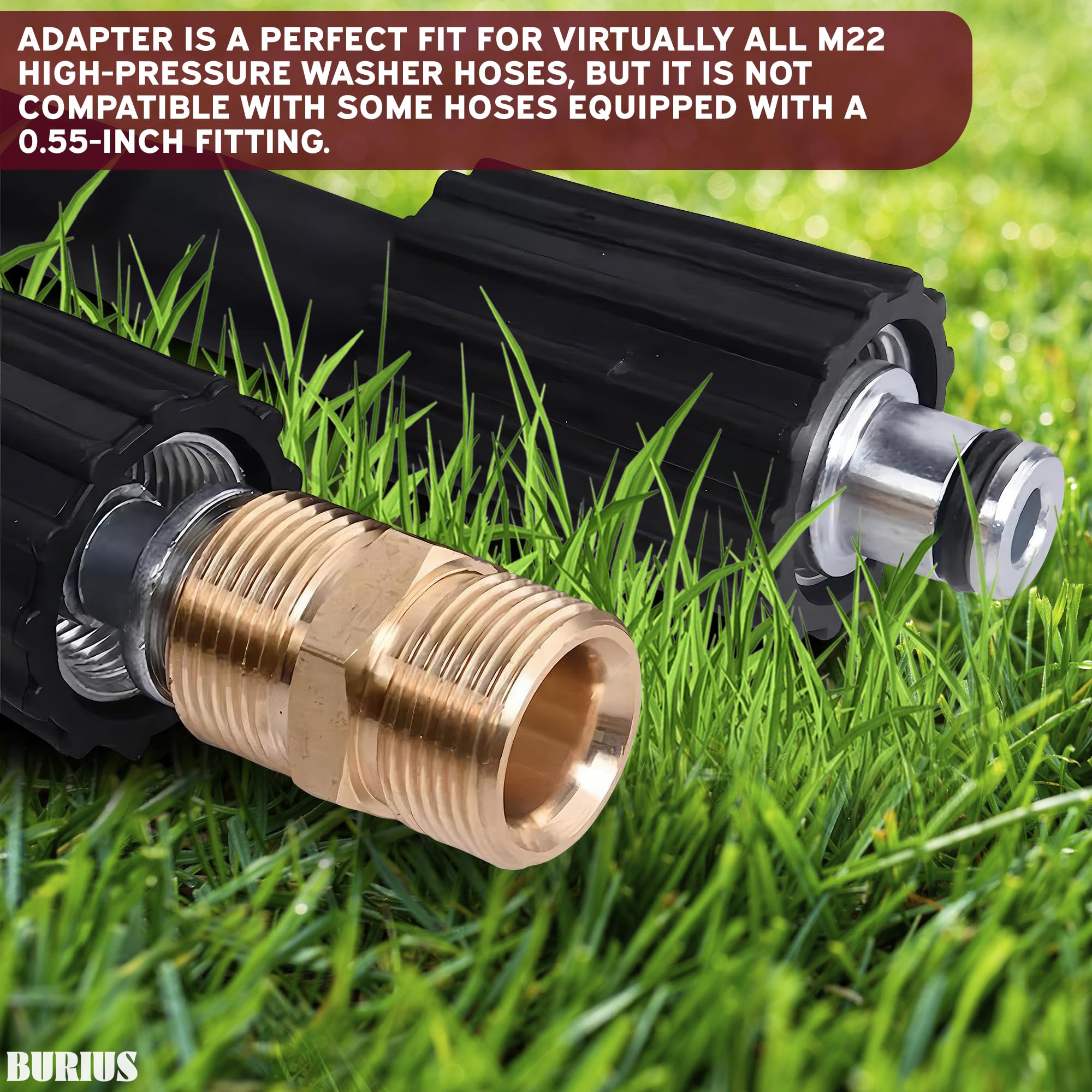 BURIUS durable brass hose connector shown ready for frequent outdoor maintenance.