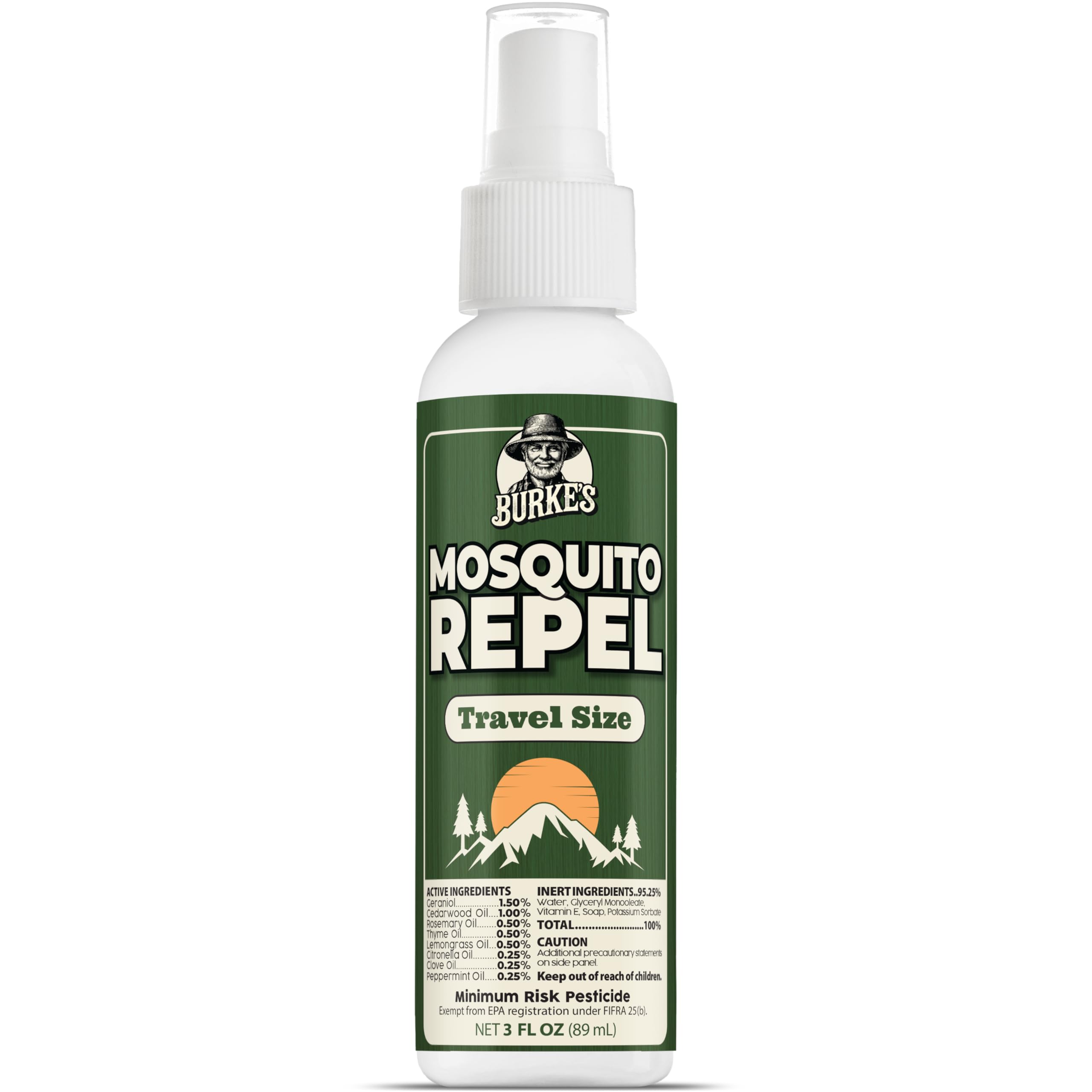 Burke's Natural Mosquito Repellent bottle for outdoor protection without harsh chemicals.