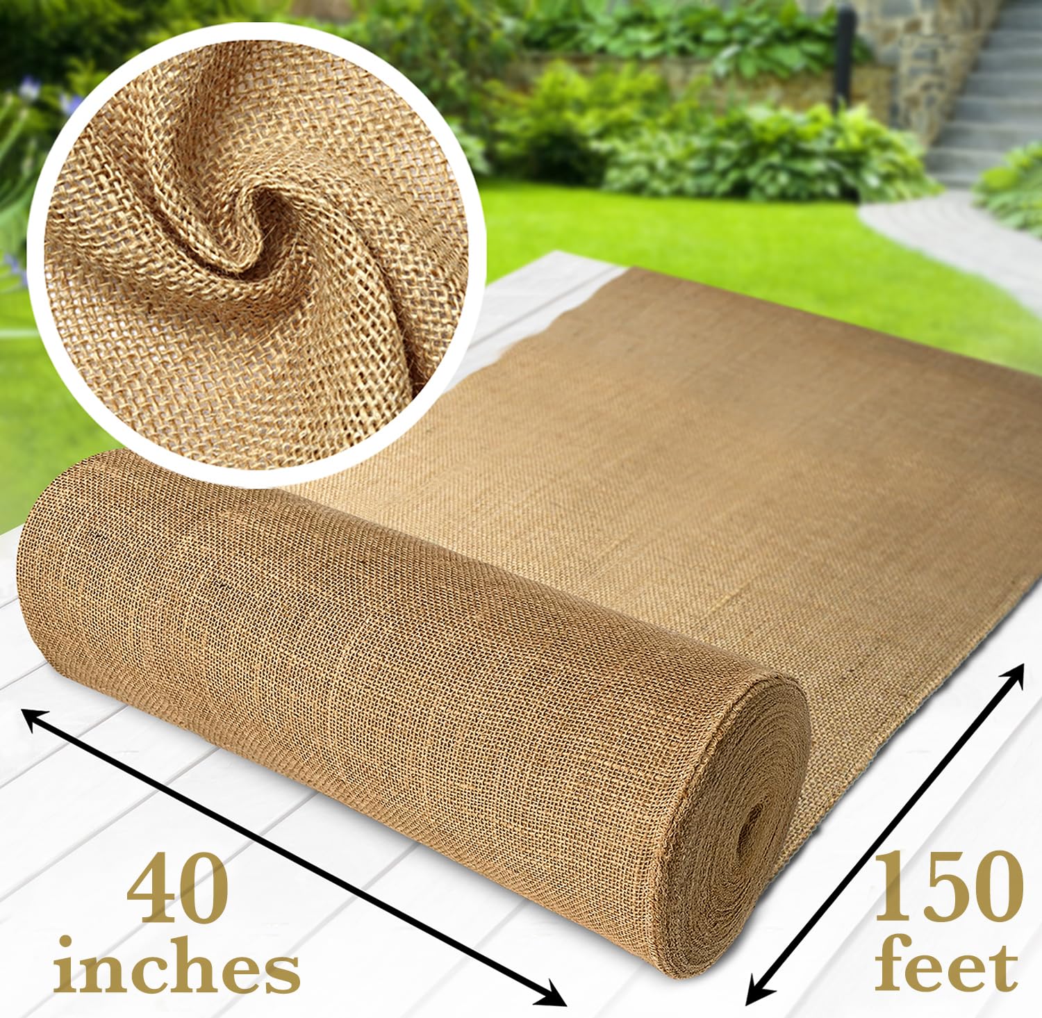 Burloptuous burlap close-up texture highlighting eco-friendly garden material.