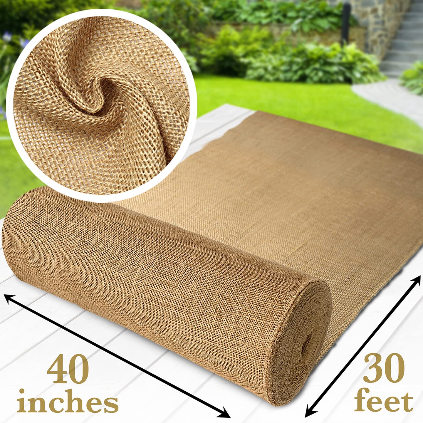 Burloptuous burlap roll close-up weave highlights durability and tight construction