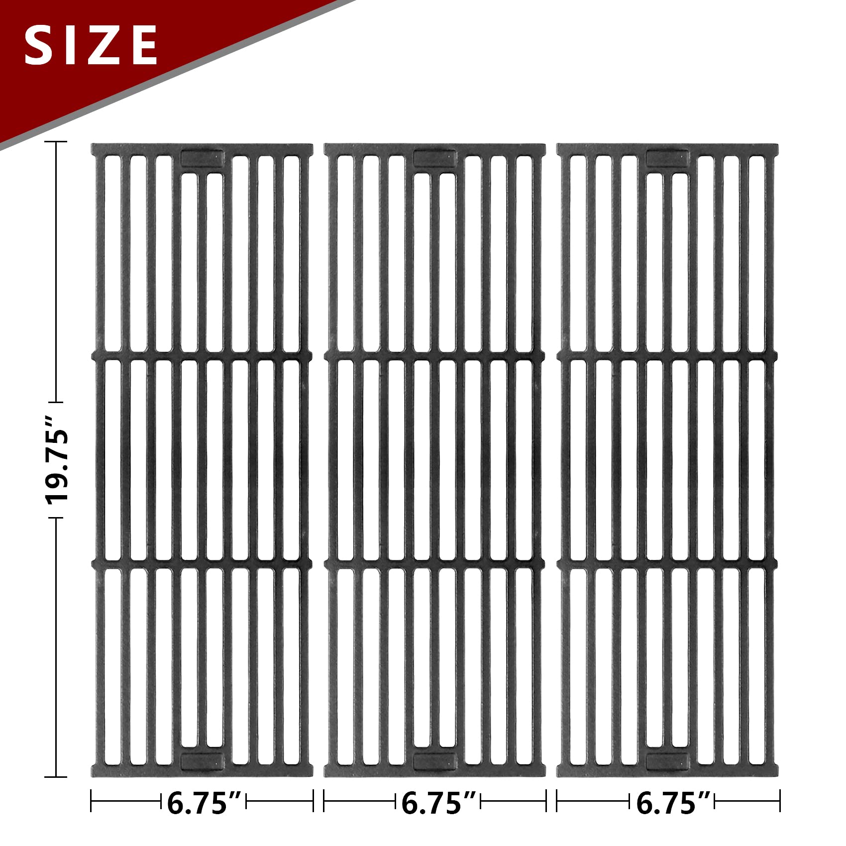 Three-piece replacement set for Char-Griller grates, durable build