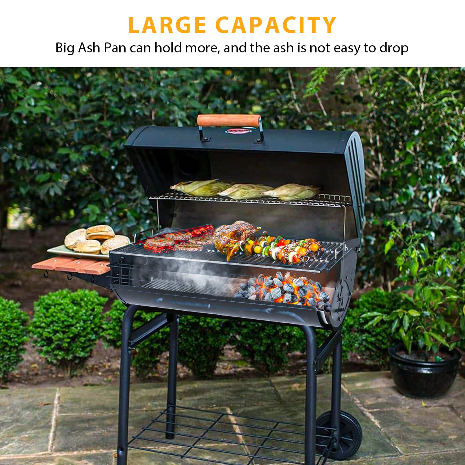 Burly Grill 27 by 13 1/4 inches ash pan dimensions.
