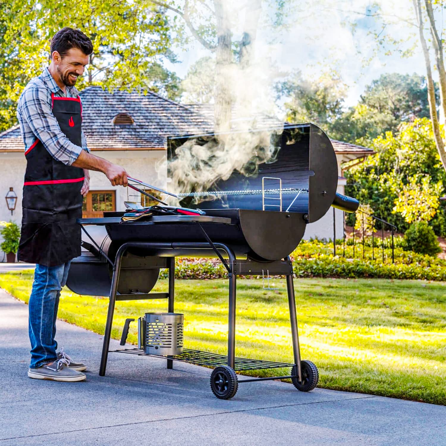 Burly Grill included: ash pan and two grate hangers for installation.