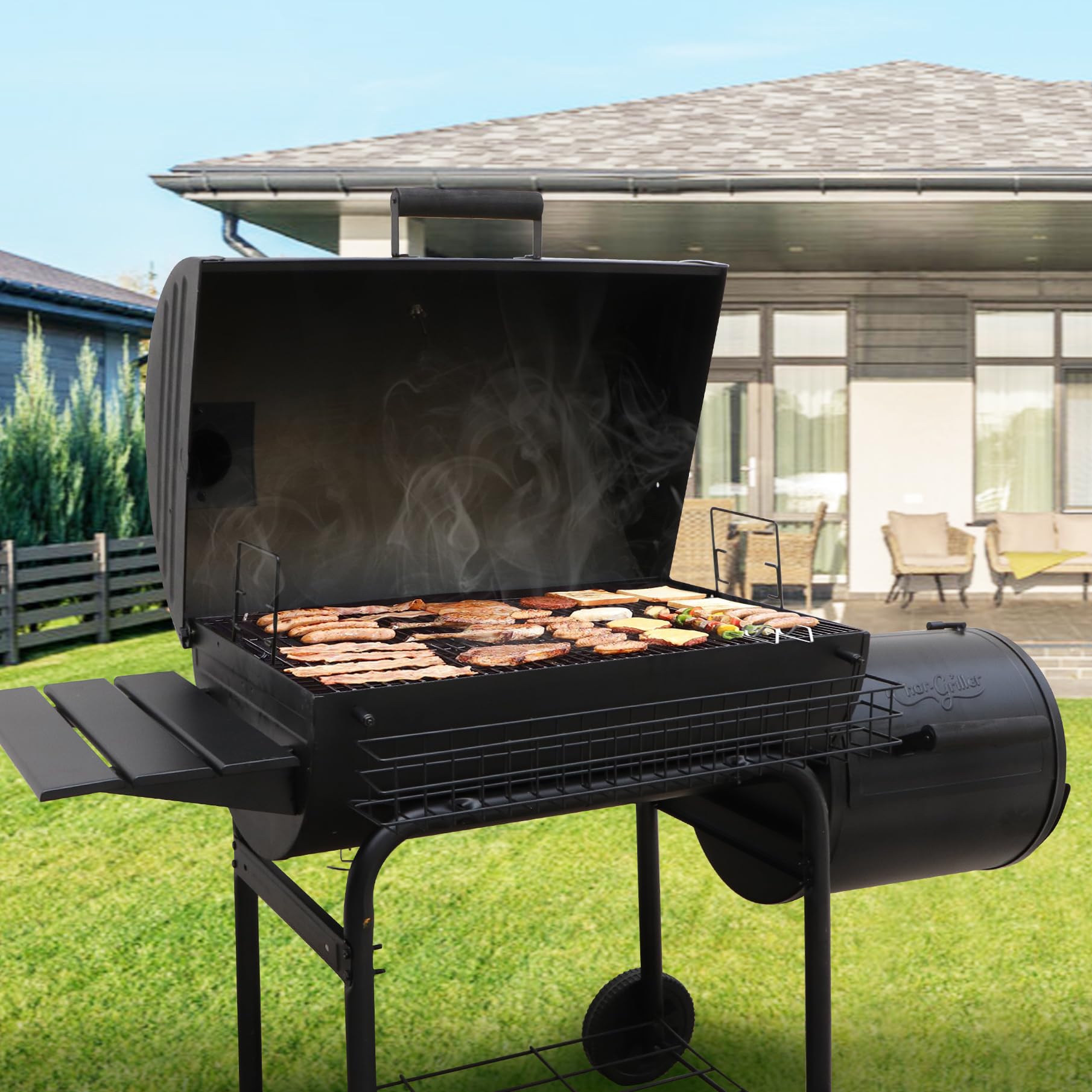 Burly Grill compatibility with Royal Gourmet and Oklahoma Joe grills demonstrated.