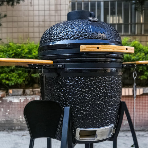 Burly Grill cleanup kit includes ash pan and stainless poker for easy cleanup.