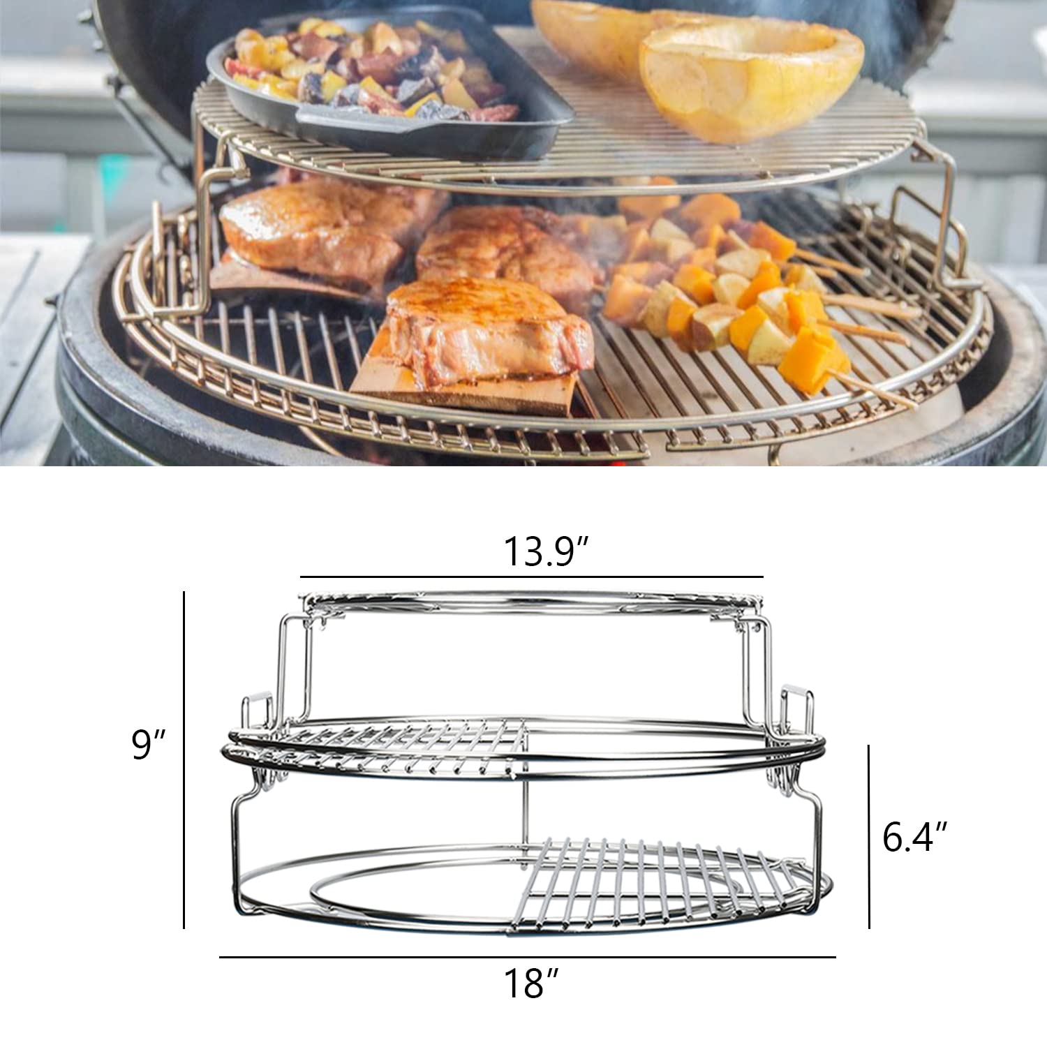 Burly Grill convEGGtor basket promotes even heat distribution