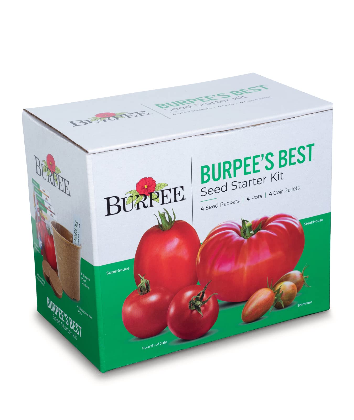 Burpee Best Starter Kit Coconut coir pellets expand with water for reliable seed starting.