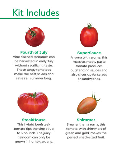 Burpee Best Starter Kit Fourth of July seed packets for tangy salsa harvest.