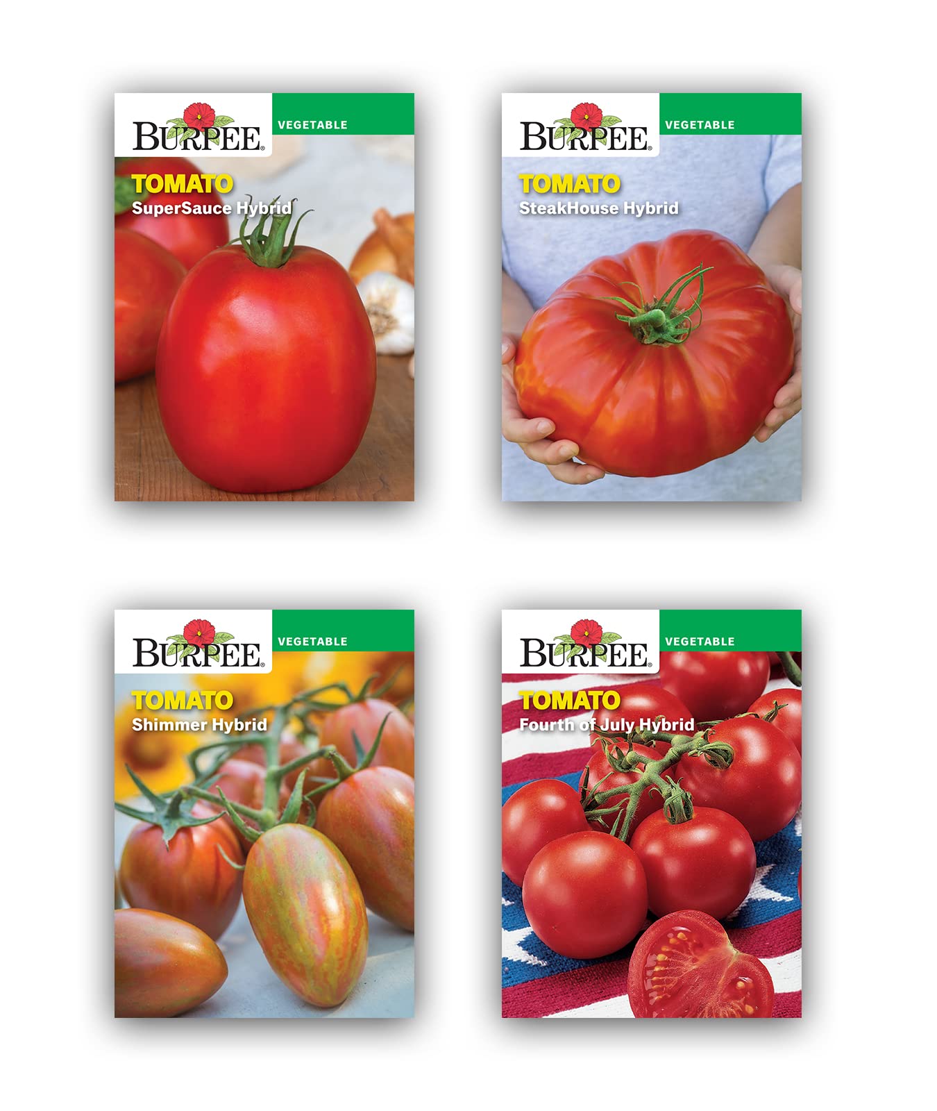 Burpee Best Starter Kit Shimmer seed packets add bright cherry tomatoes to salads.