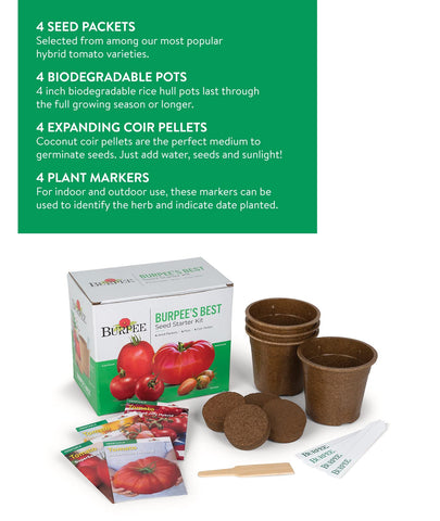 Burpee Best Starter Kit SteakHouse seed packets for robust beefsteak tomatoes, great for burgers.