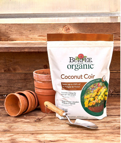 Burpee coconut coir demonstrates strong water-holding capacity for consistent moisture.