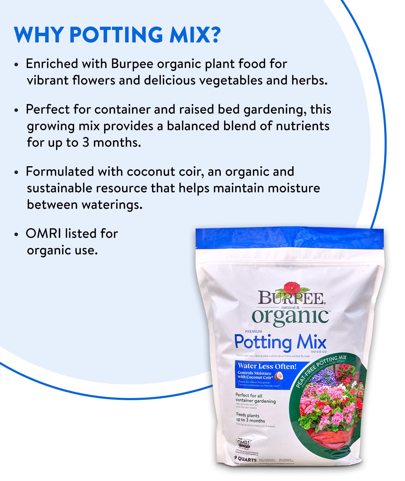 Burpee Organic Potting Mix container garden setup demonstrates balanced nutrients
