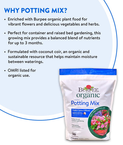Burpee Organic Potting Mix container garden setup demonstrates balanced nutrients