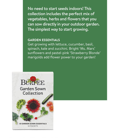 Burpee Garden Sown cucumber seeds packet for crunchy garden-to-table cucumbers