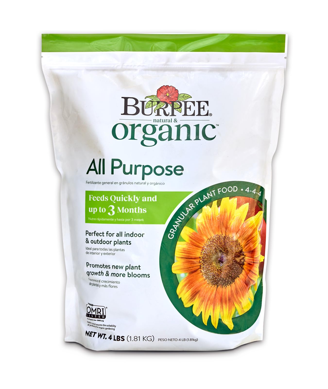 Burpee natural purpose granular 4lb bag supports steady feeding up to three months