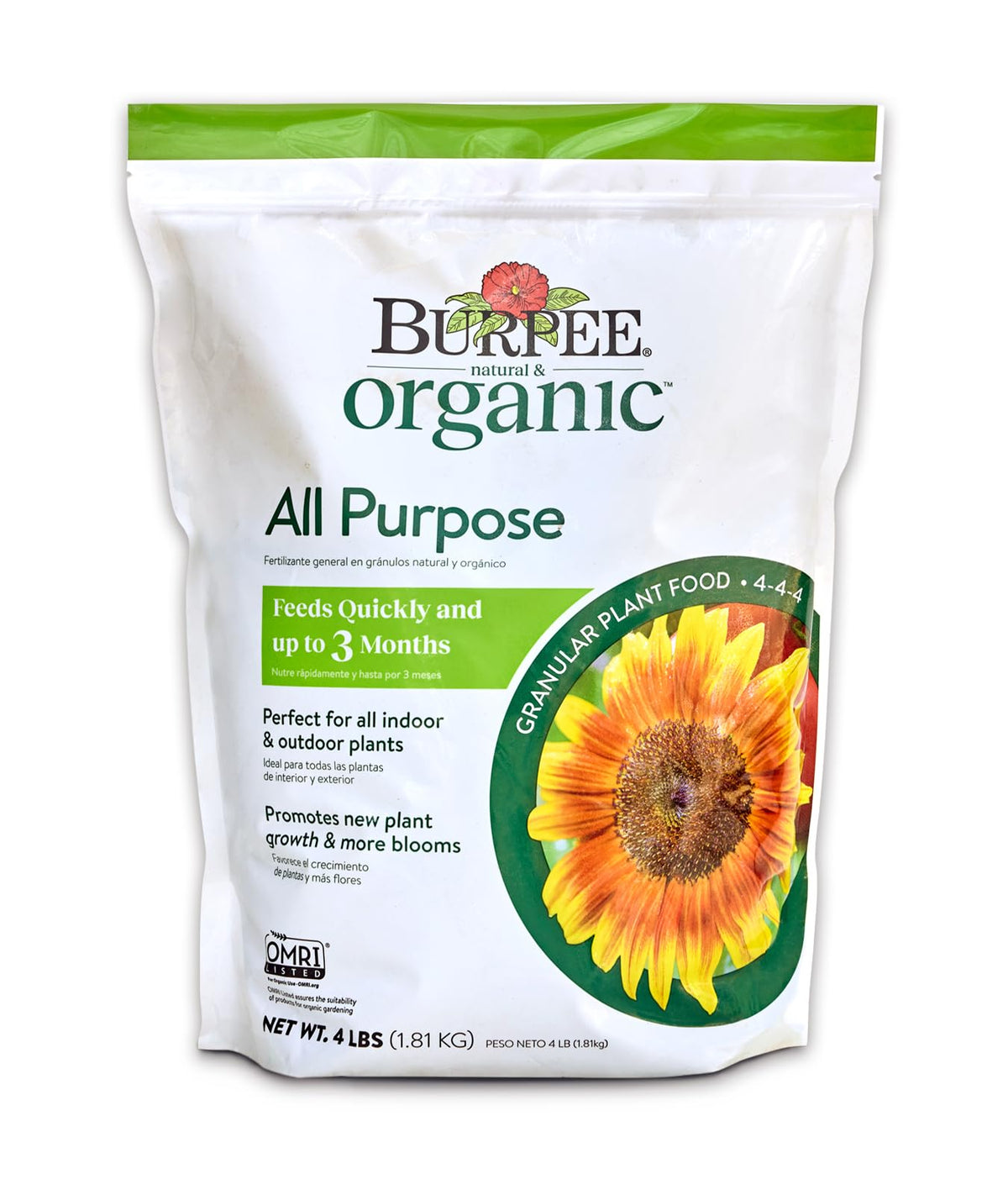 Burpee natural purpose granular 4lb bag supports steady feeding up to three months