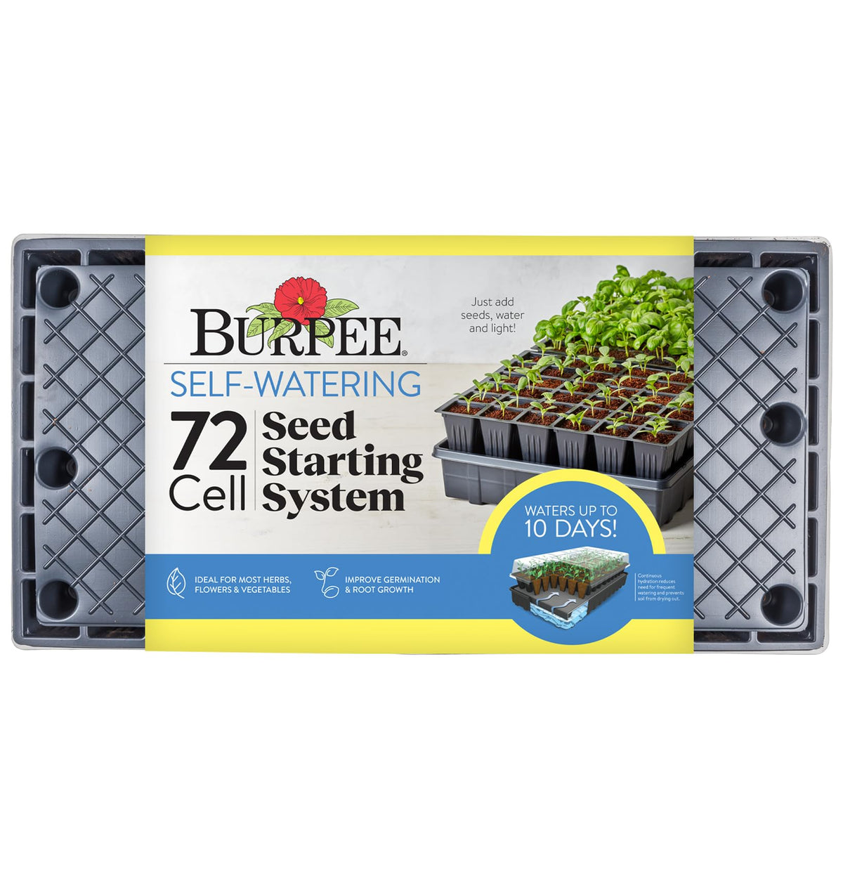 Burpee self-watering seed starter tray 72-cells ready for germination