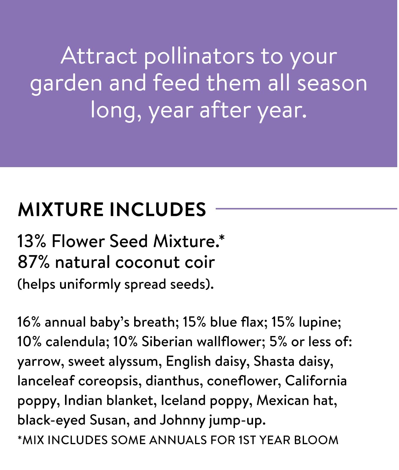 Burpee sun-loving wildflowers for garden beds — easy to sow and enjoy outdoors.