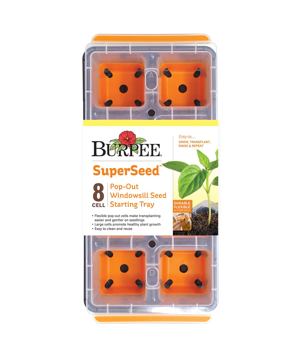 Burpee SuperSeed window sill tray with eight XL cells for easy seed starting