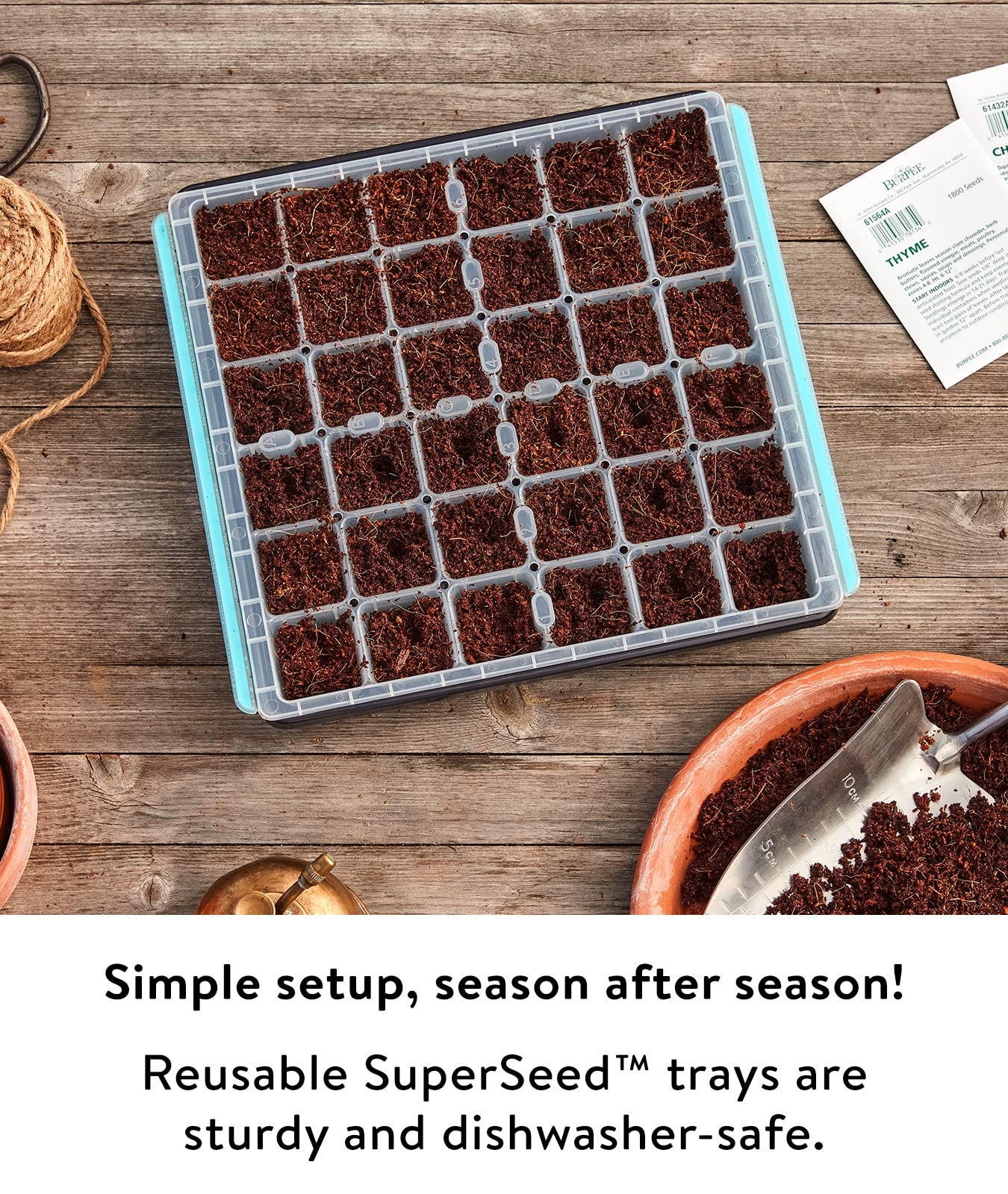 Burpee SuperSeed drainage slots improve soil aeration for healthier germination