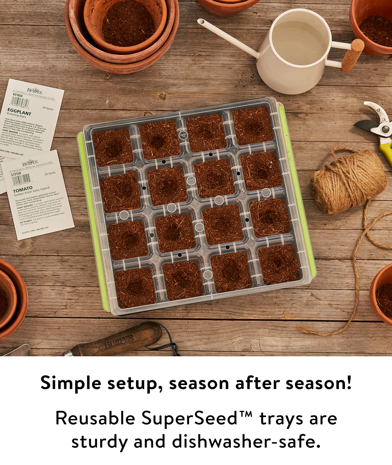 Burpee SuperSeed tray watering tray channels excess water away from roots