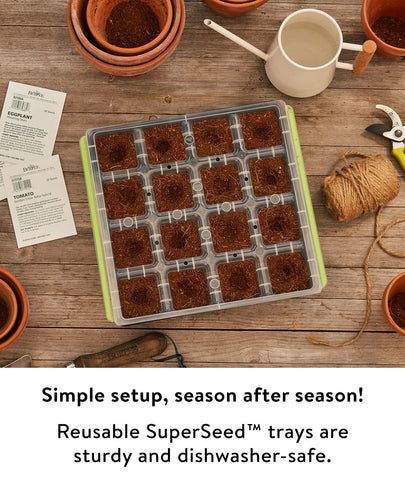 Burpee SuperSeed tray watering tray channels excess water away from roots