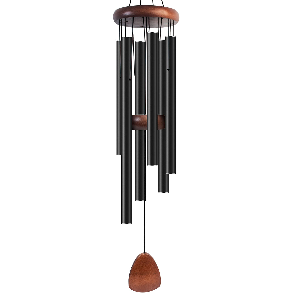 Bursvik large wind chime 37-inch black tubes for tranquil outdoor ambience.