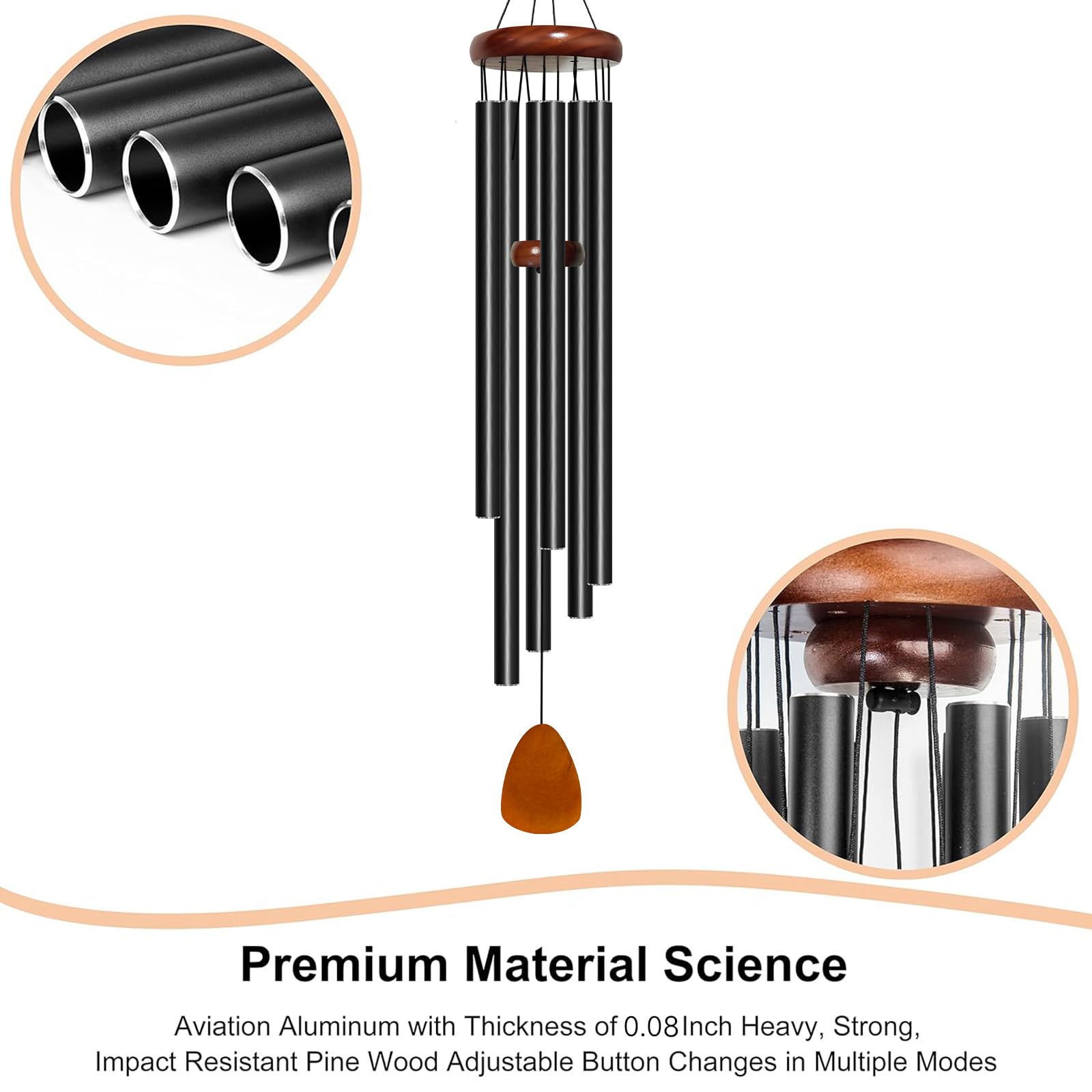 Bursvik outdoor wind chimes with matte finish add elegance