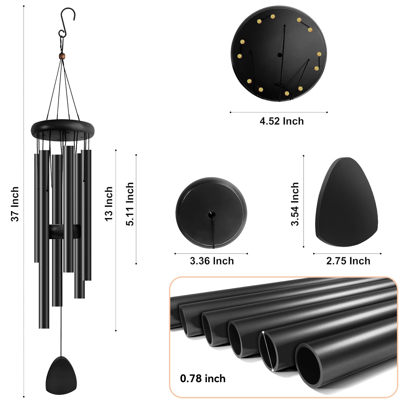 Bursvik wooden striker adjusts chime resonance for personalized sound.