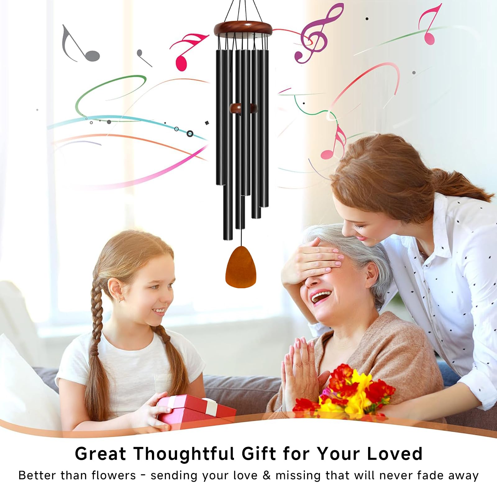 Bursvik six-tube aluminum wind chime adds durable garden decor.