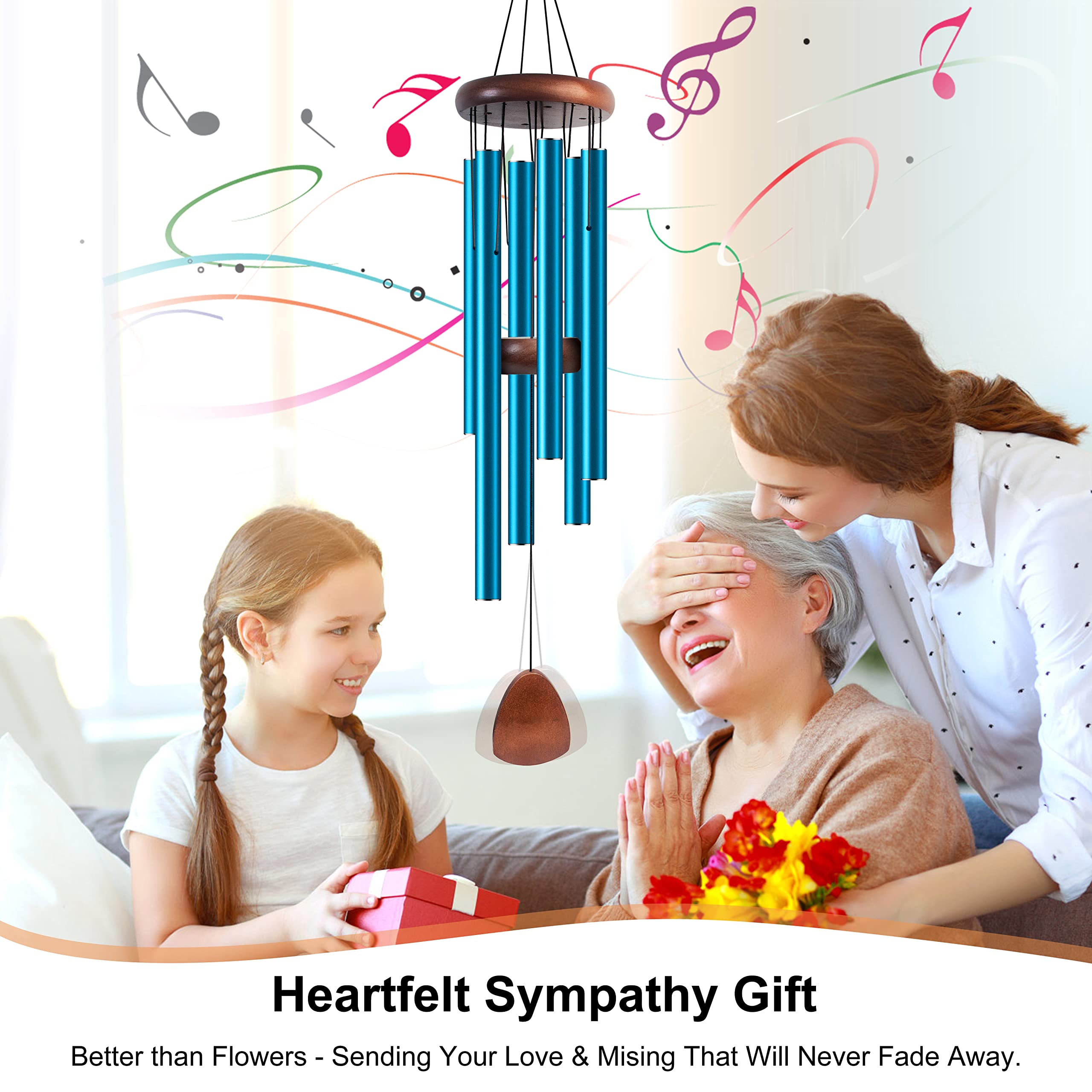 Bursvik wind chime with six tubes, black anodized finish, modern outdoor look