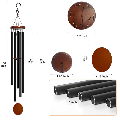 Bursvik wind chimes wood top and wind catcher, sturdy outdoor construction.