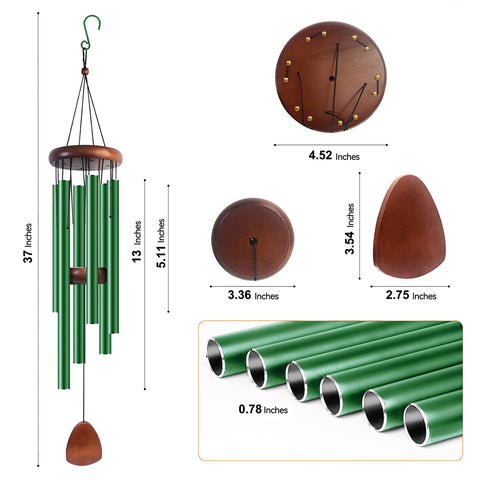 Bursvik wind chimes wooden pine base adds natural outdoor charm