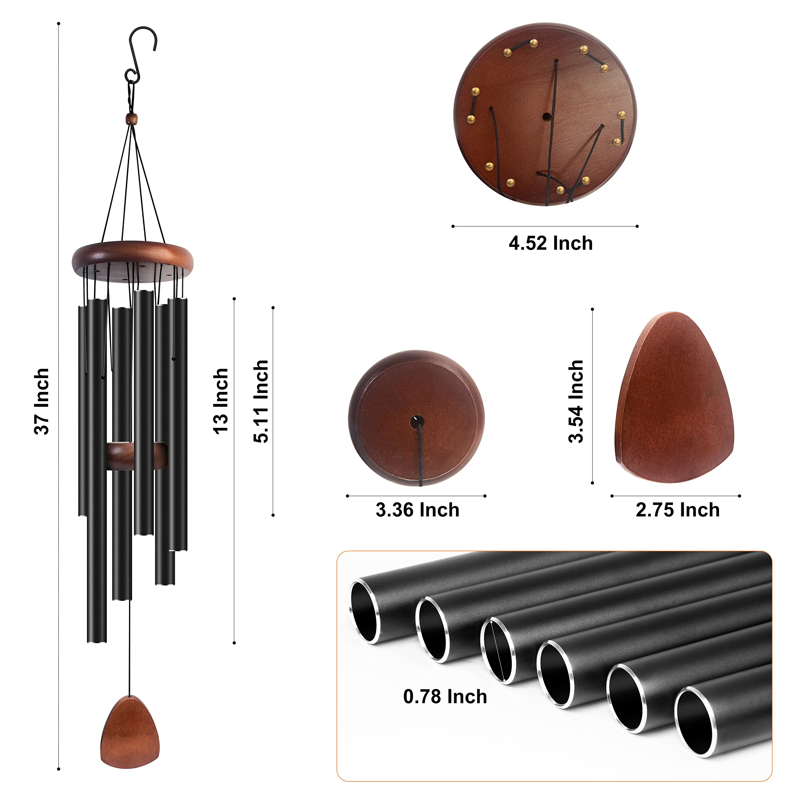 Bursvik 37-inch wind chime enhances lawn, garden, or patio decor.