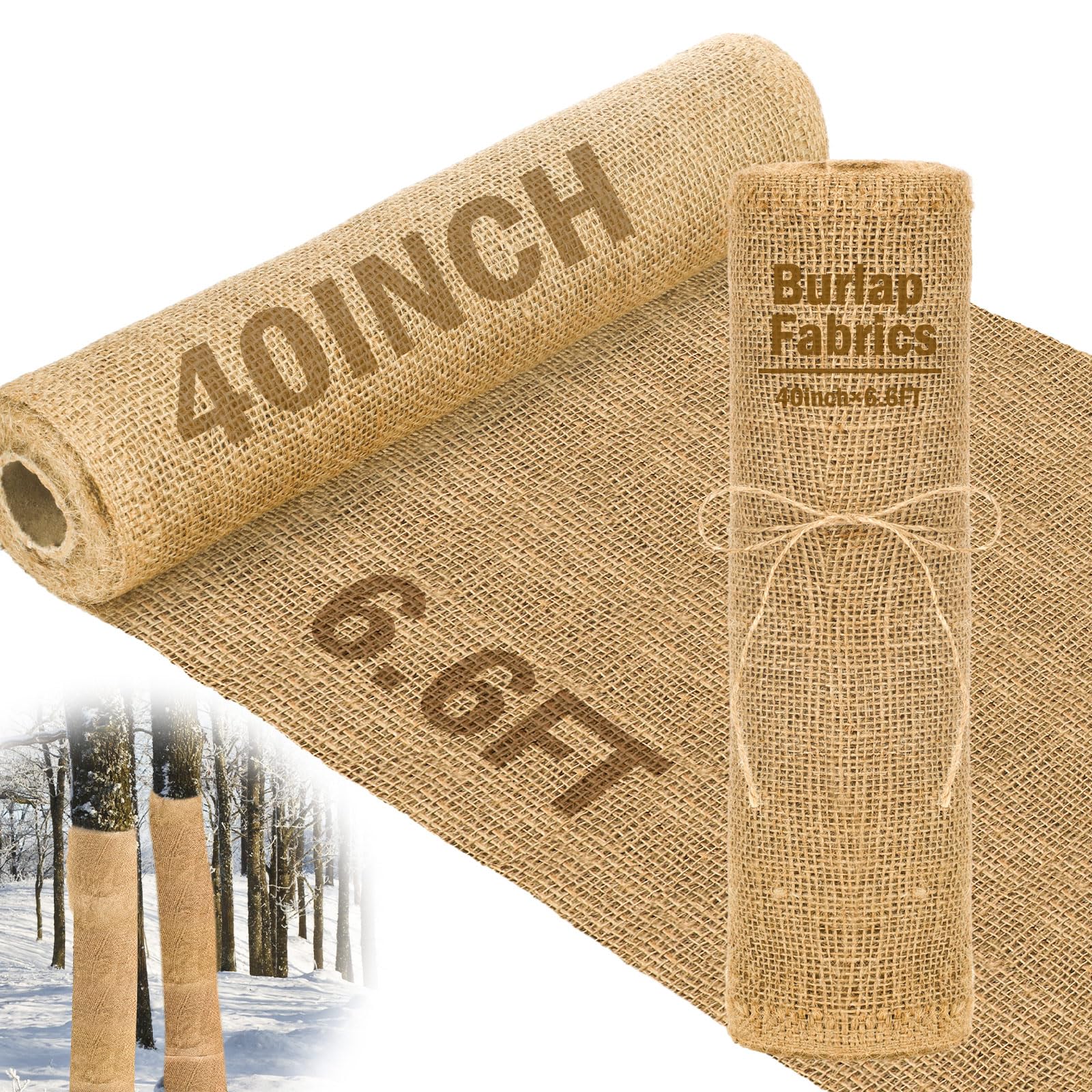 Buryeah burlap roll 40-inch wide shows natural jute texture for garden soil cover.