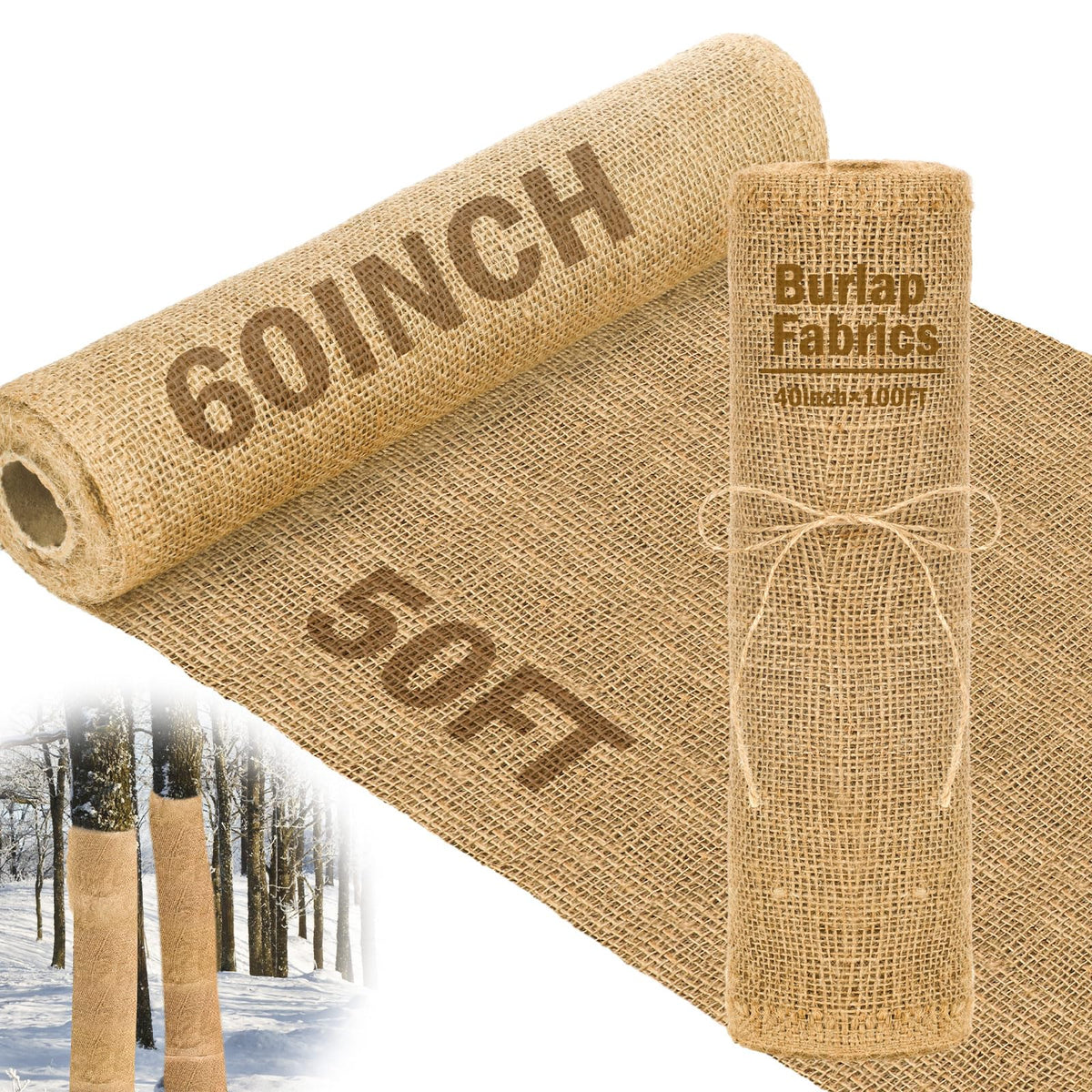 Buryeah burlap roll, 60x50 ft, natural color for garden ground cover