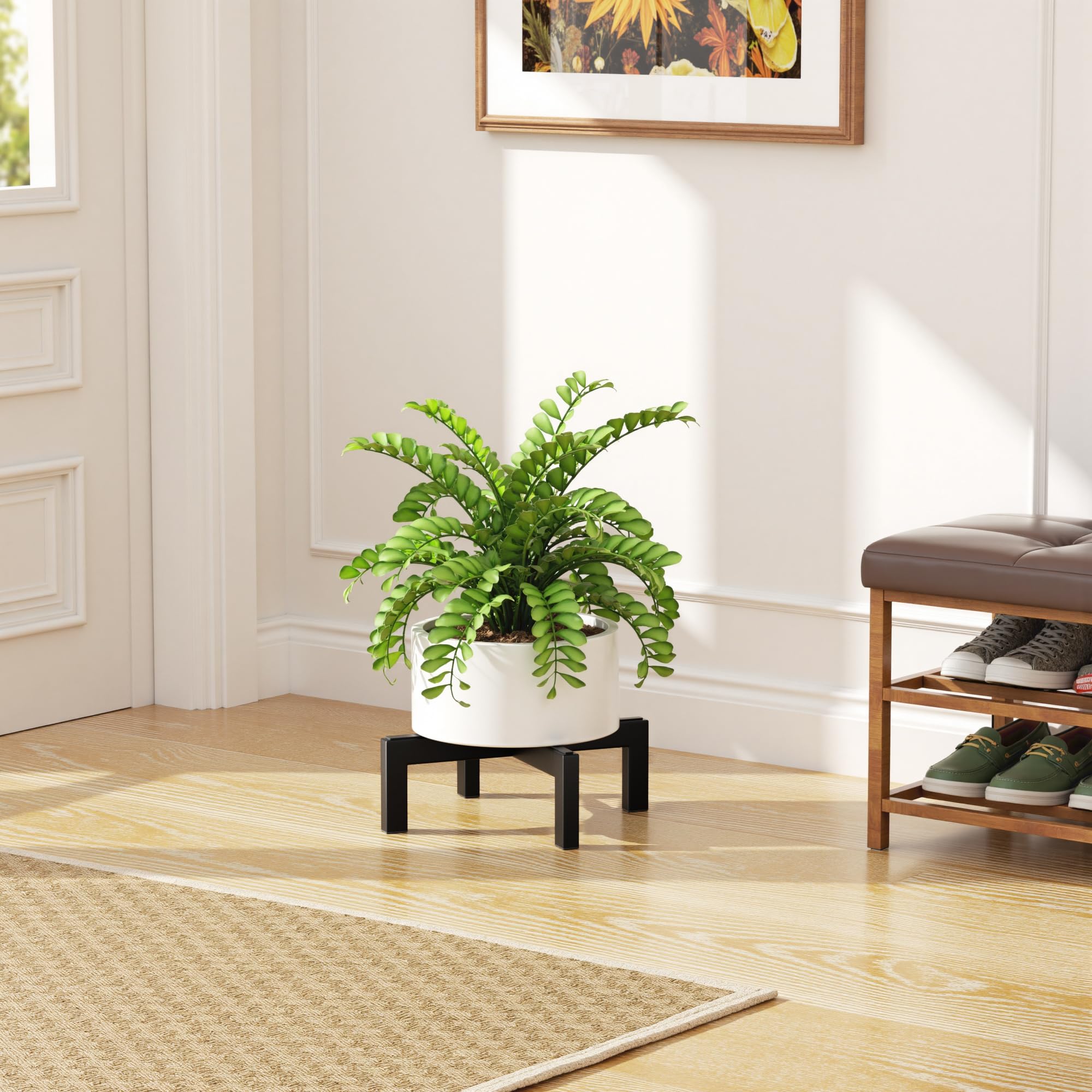 Bussdis plant stand shows an 11.6 inch base diameter for balanced indoor outdoor placement.