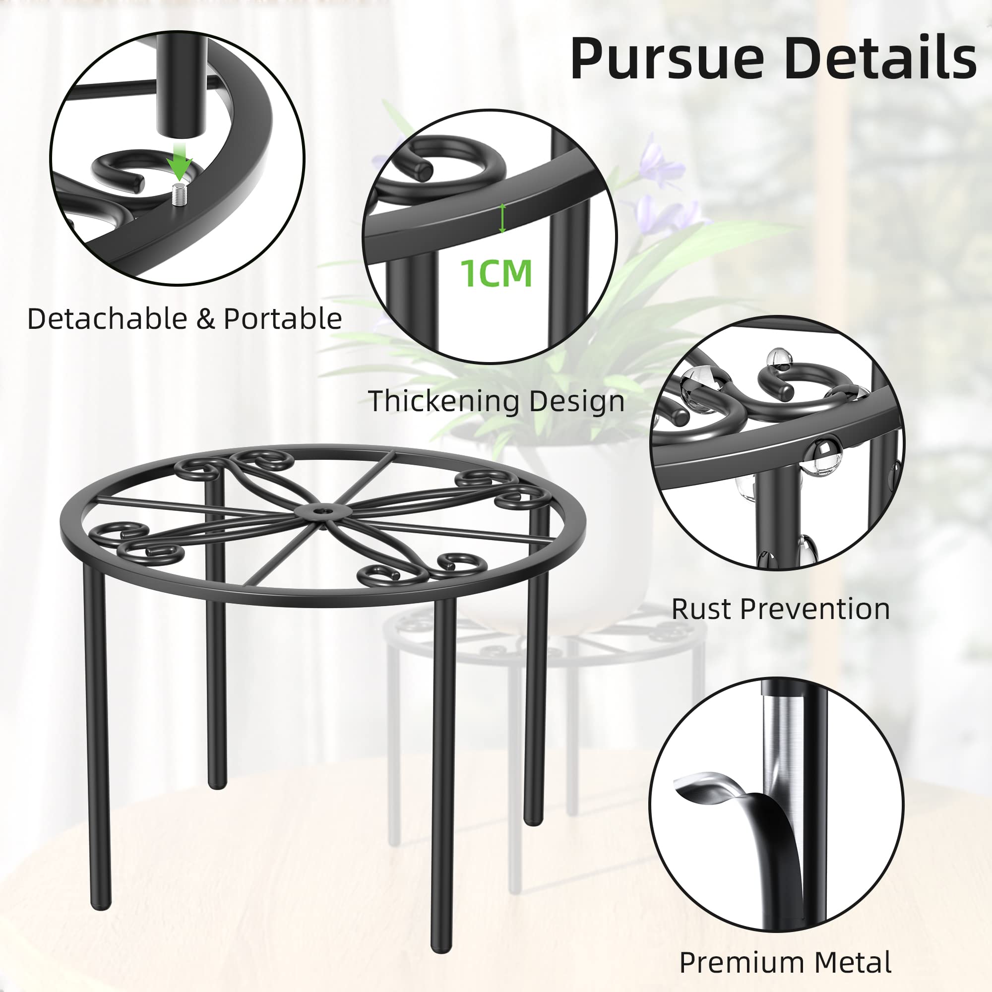 Bussdis plant stand front view shows ground clearance for airflow.