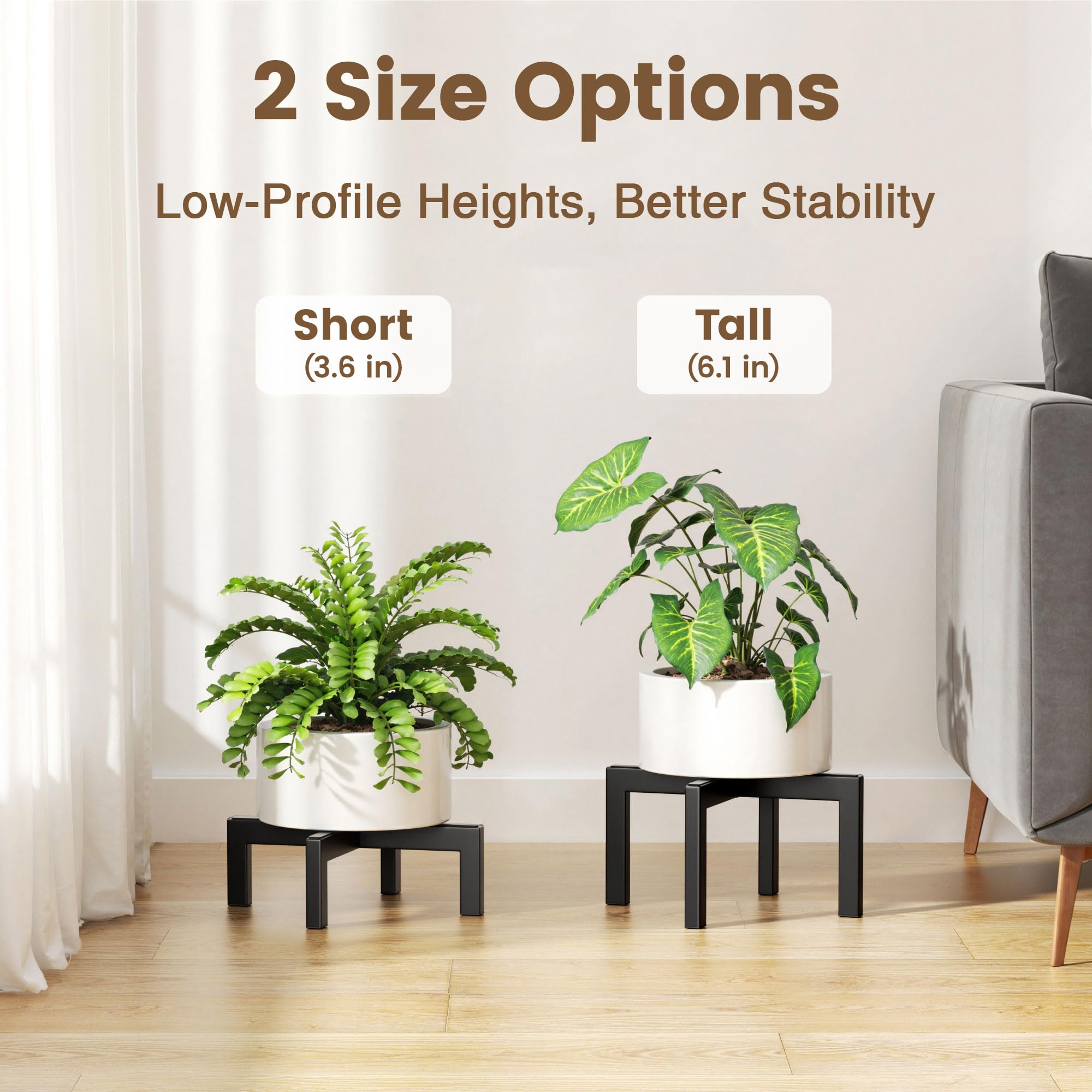 Bussdis plant stand designed for indoor and outdoor use with a clean metal finish.