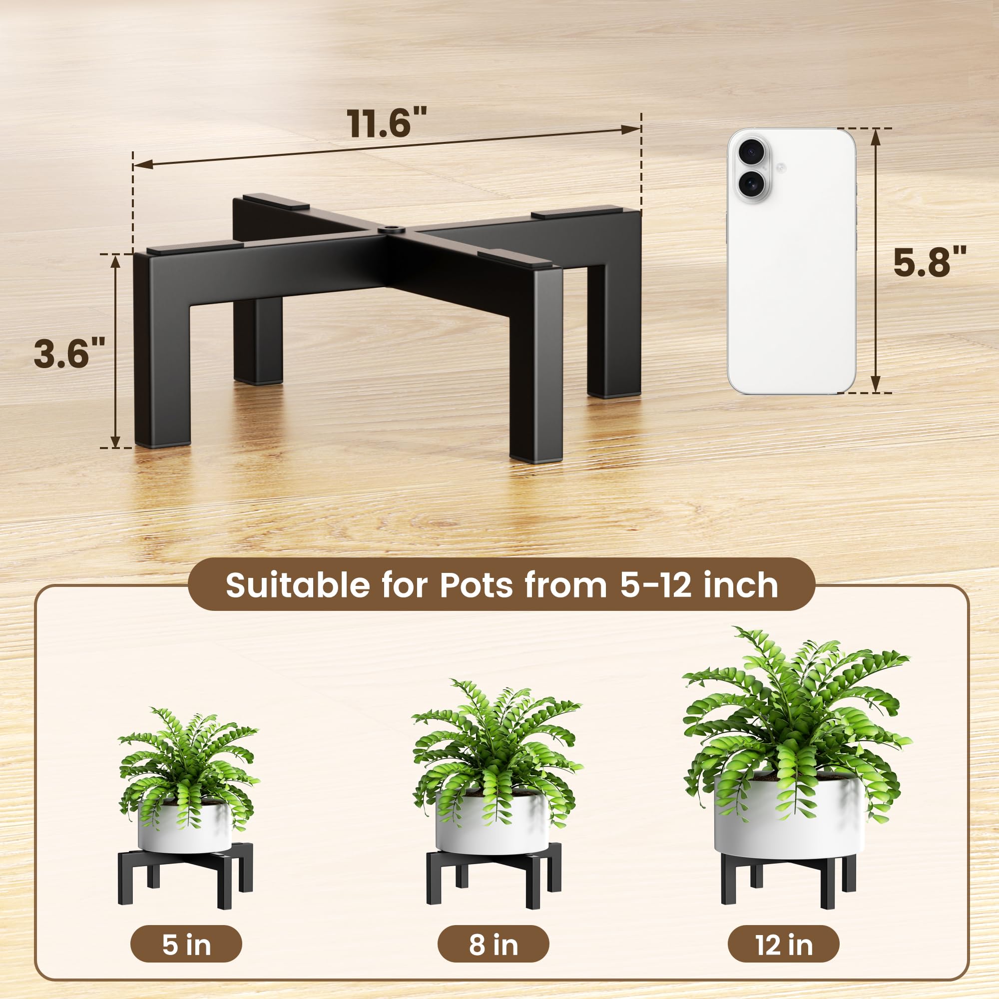 Bussdis metal black plant stand adds durable, versatile style to any space.