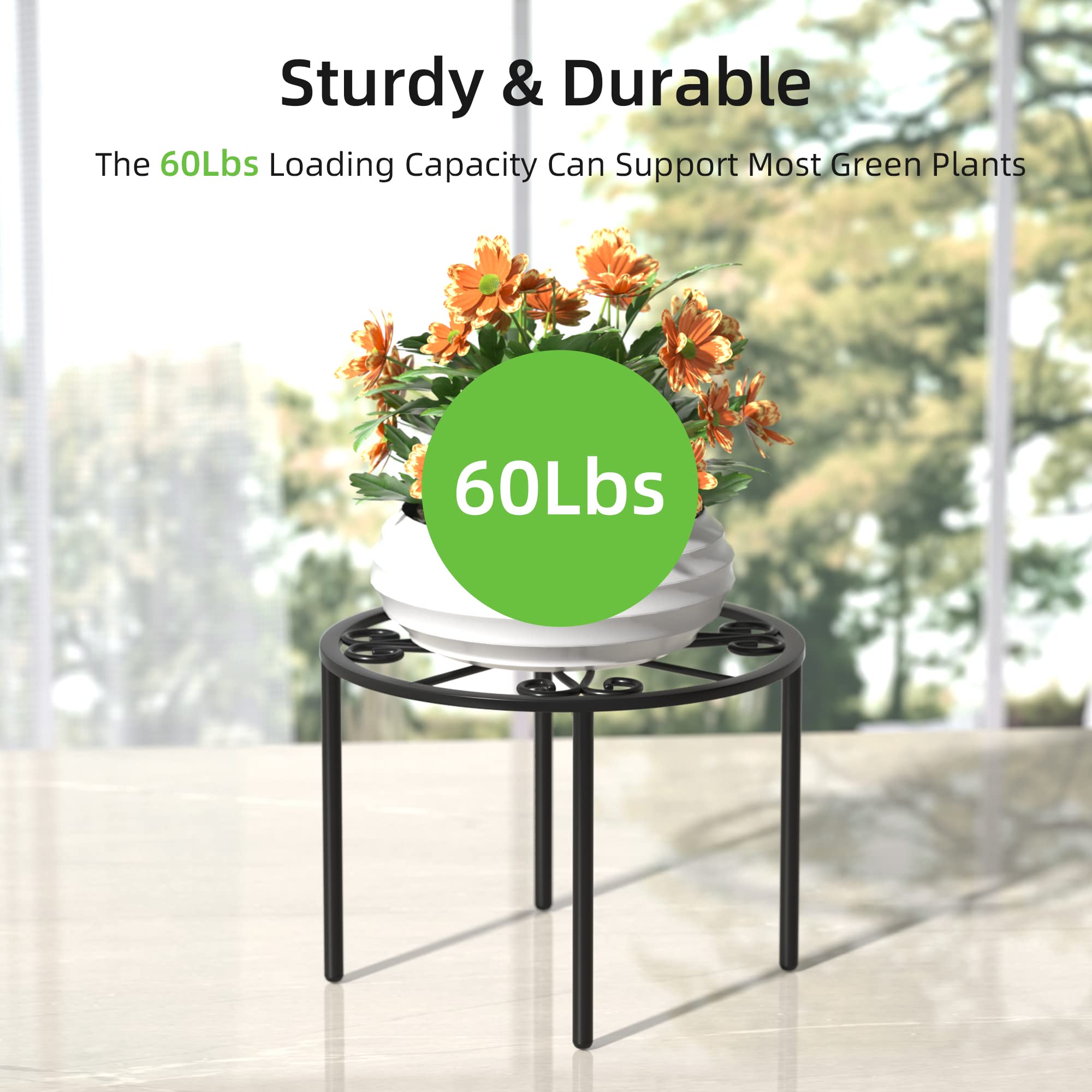 Bussdis plant stand side view highlights four-leg stability for secure placement.