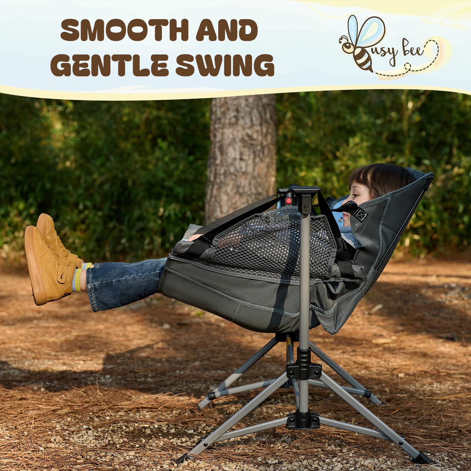 Busy Bee hammock chair backrest is adjustable for personalized support.