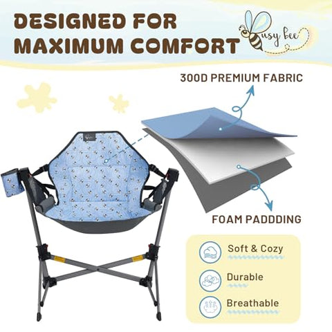 Busy Bee hammock chair in carrying bag ready for travel.