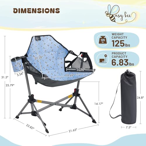 Busy Bee hammock chair with cupholder keeps drinks within reach.