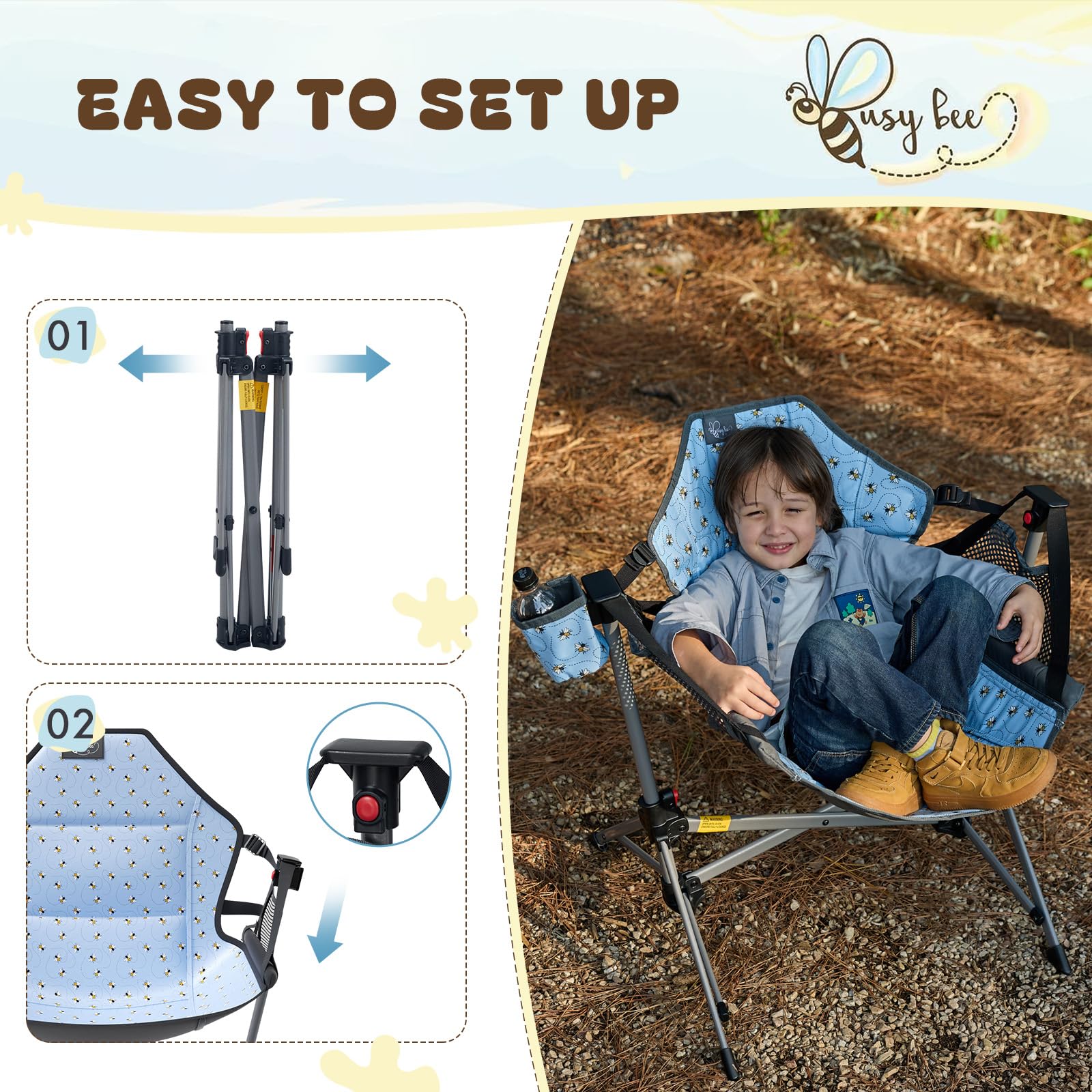 Busy Bee hammock chair folded dimensions are compact for trips.