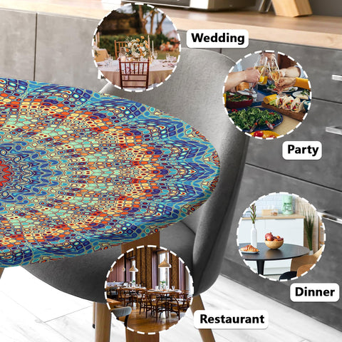 Butaluk wrinkle-resistant round tablecloth keeps setups ready for family gatherings