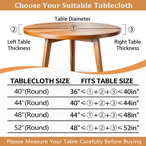 Butaluk round fitted tablecloth easy-clean design, wipeable after meals