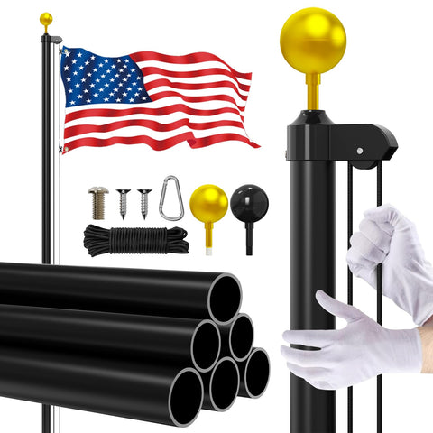 Butizone 20ft flag pole kit in assembly for quick setup.