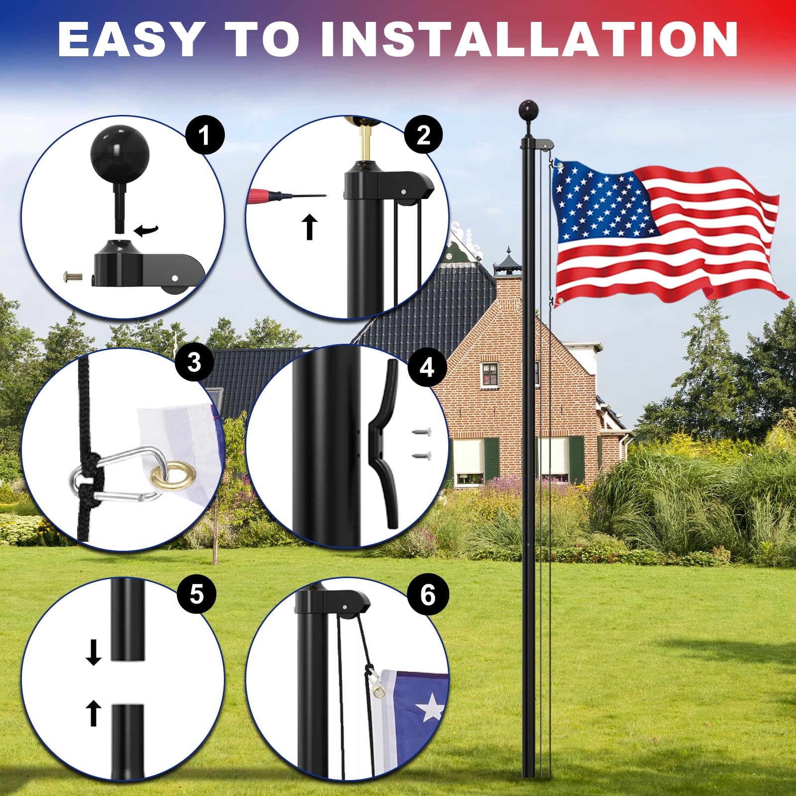 Butizone aluminum clips secure flags against windy gusts.